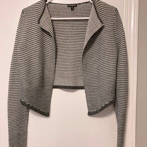 Express grey and white striped shrug in xs